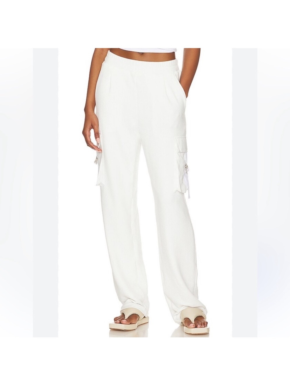Beach Riot White Cargo Track Pants with Side Pockets NWT size XL